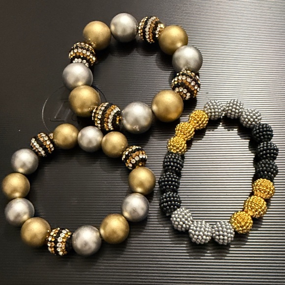 Sassy Jones Gold and Silver Beaded Bracelet Trio - Picture 2 of 2